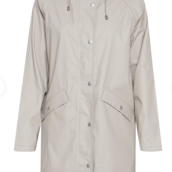 Women's XL Beige Hooded Raincoat Trenchcoat - Picture 3 of 8